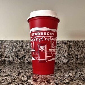 Starbucks Festive Red Tumbler with White Design - never used